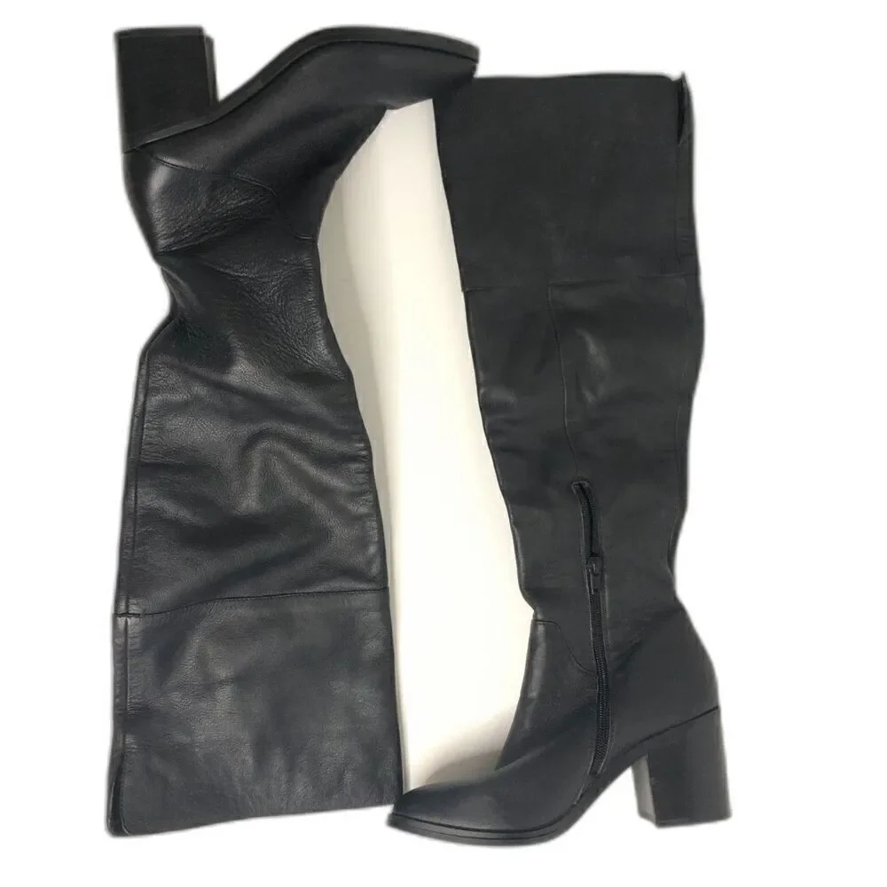 STEVE MADDEN Boots Women's Size 6.5 Black Roman Leather Knee High Shoes